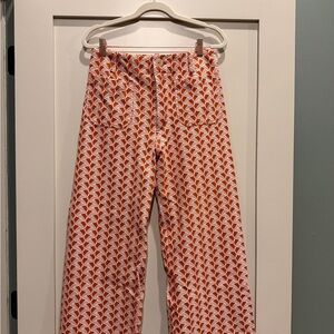 Anthropologie Maeve “The Colette” Terracotta and White Geometric Pants